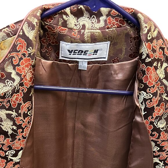 Beautiful (YERE H) Asian Style Dragon Floral Gold and Orange Corset Vest - Picture 7 of 16